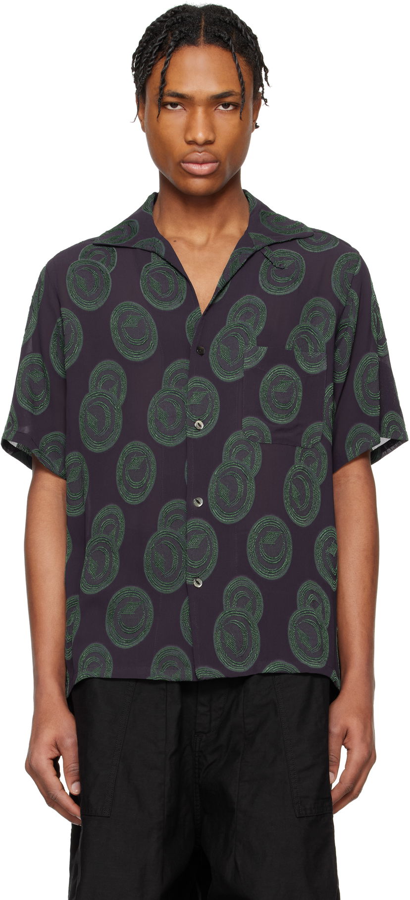Сорочка Needles NEEDLES Short Sleeve Italian Collar Shirt Фіолетовий | QV123