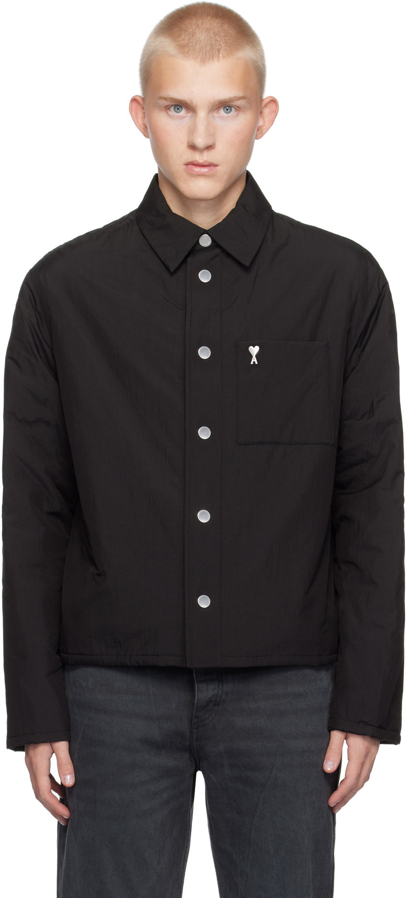 Сорочка AMI Padded Overshirt чорний | HJK238.PA0009