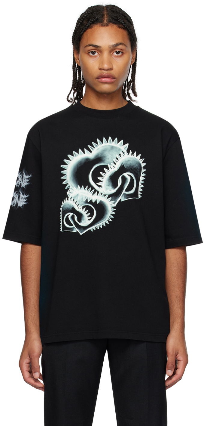 Футболка We11done We11done Graphic Print T-Shirt чорний | WD-TT3-23-748-U-BK