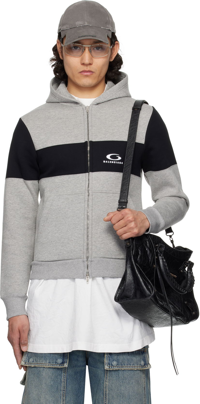 Світшоти Balenciaga Balenciaga Technical Jersey Zip-Up Hoodie Сірий | 808832TRVJ2