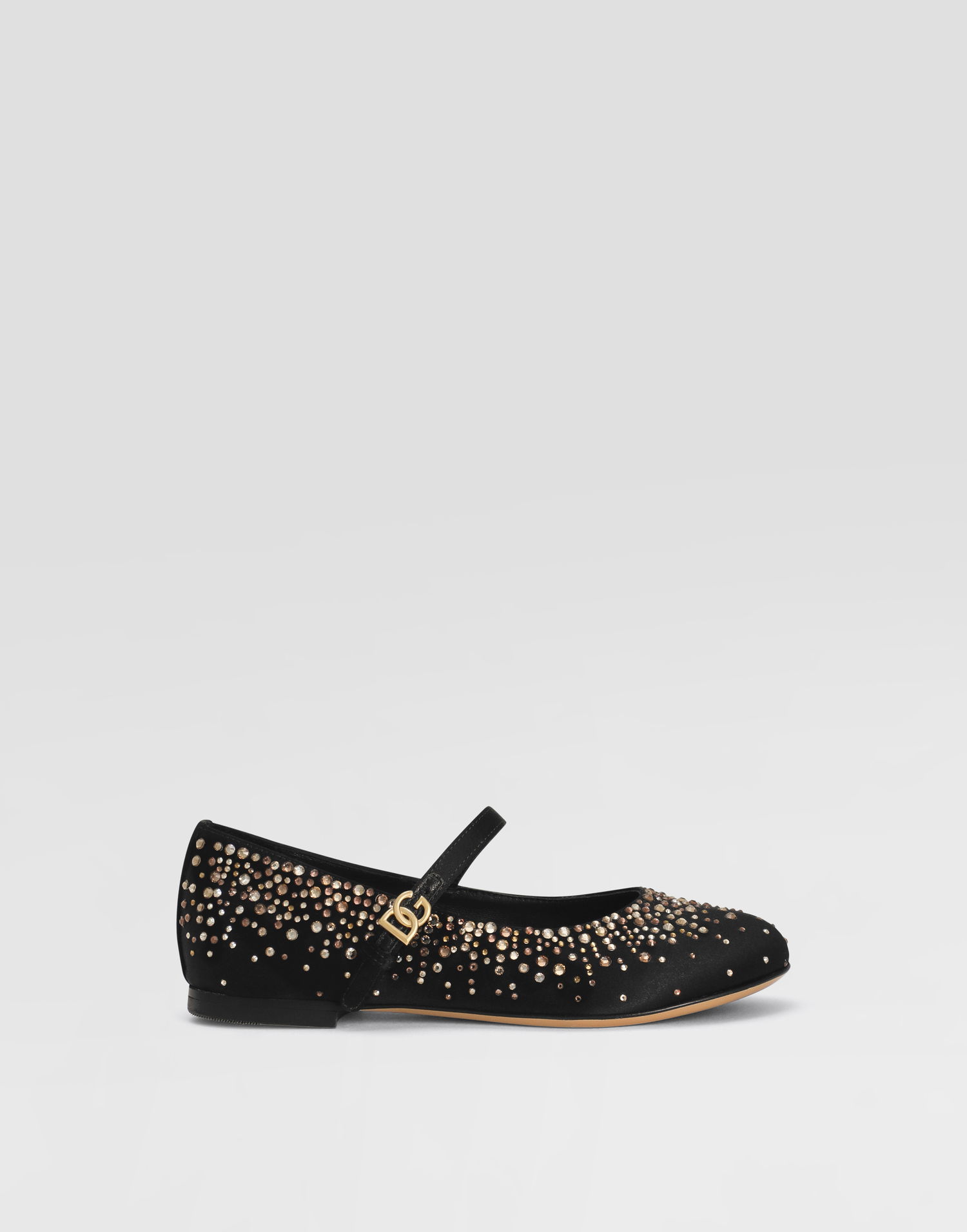 Кросівки та взуття Dolce & Gabbana Dolce & Gabbana Satin Ballet Flats With Rhinestones чорний | D11274A572380999, 0