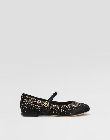 Кросівки та взуття Dolce & Gabbana Dolce & Gabbana Satin Ballet Flats With Rhinestones чорний | D11274A572380999, 0