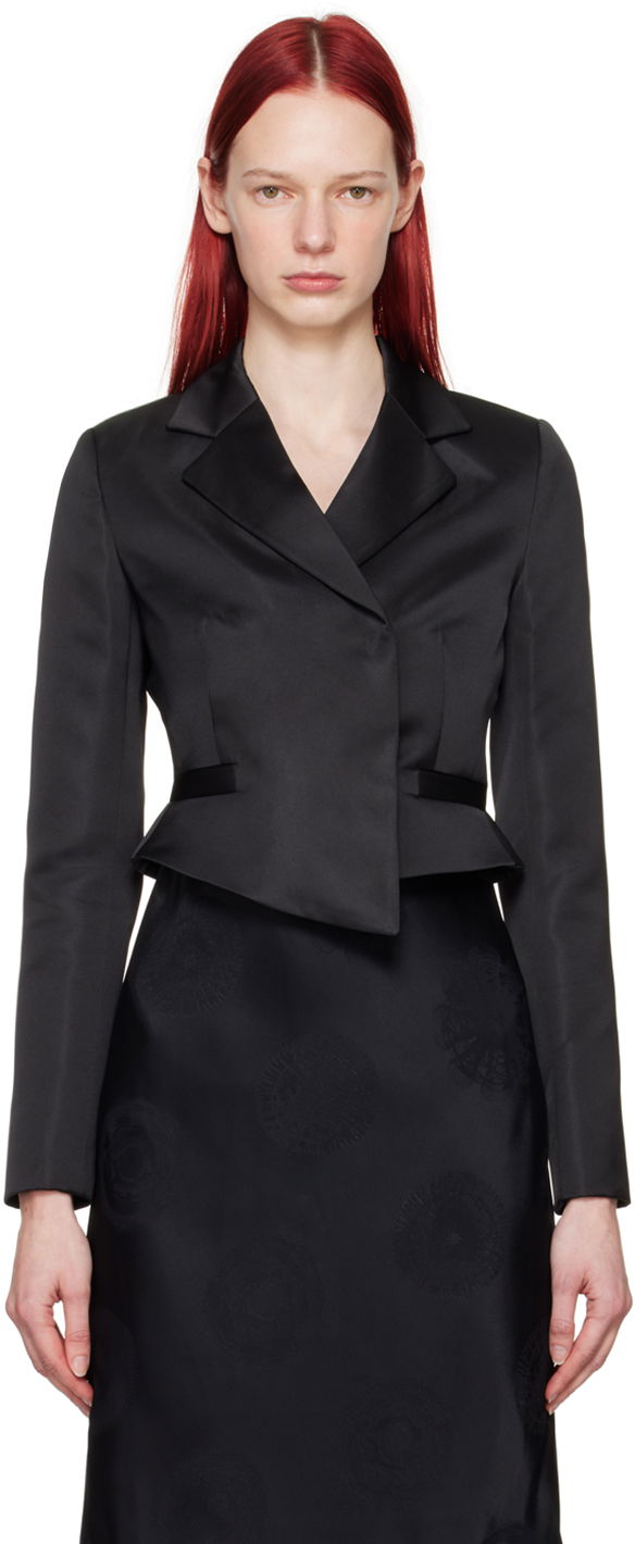 Куртка Coperni Coperni Cropped Satin Blazer чорний | COPV54828