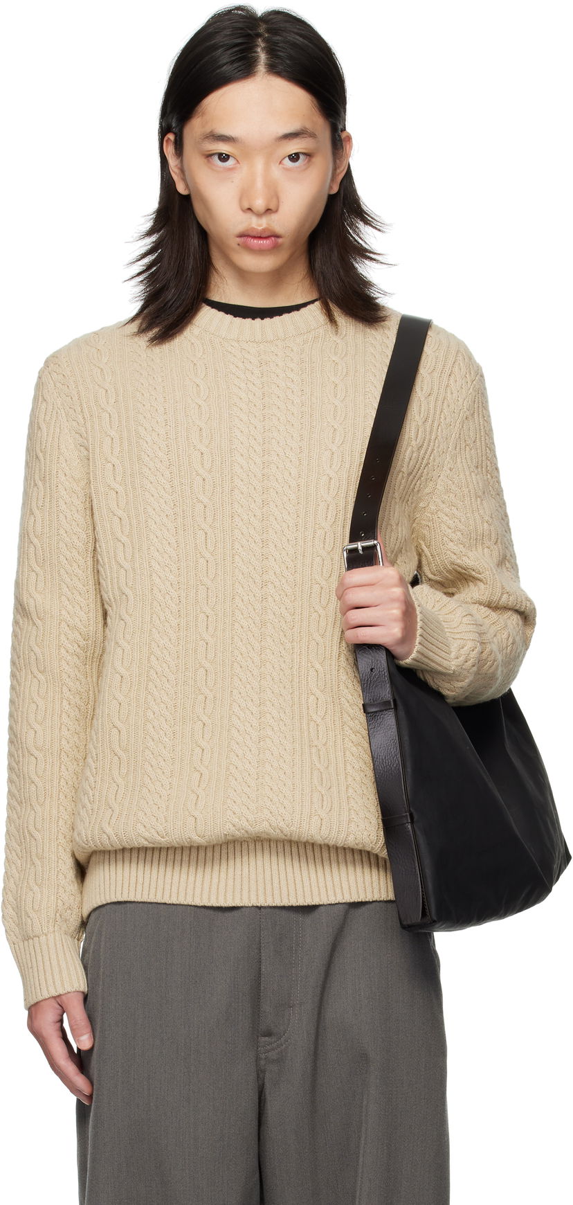 Cветр Barbour Barbour Lowfen Cable Knit Sweater бежевий | MKN1679ST51