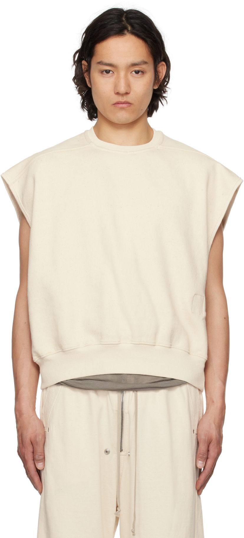 Cветр Rick Owens Rick Owens DRKSHDW Tatlin Jumbo Sleeveless Sweatshirt бежевий | DU01E3160 FN