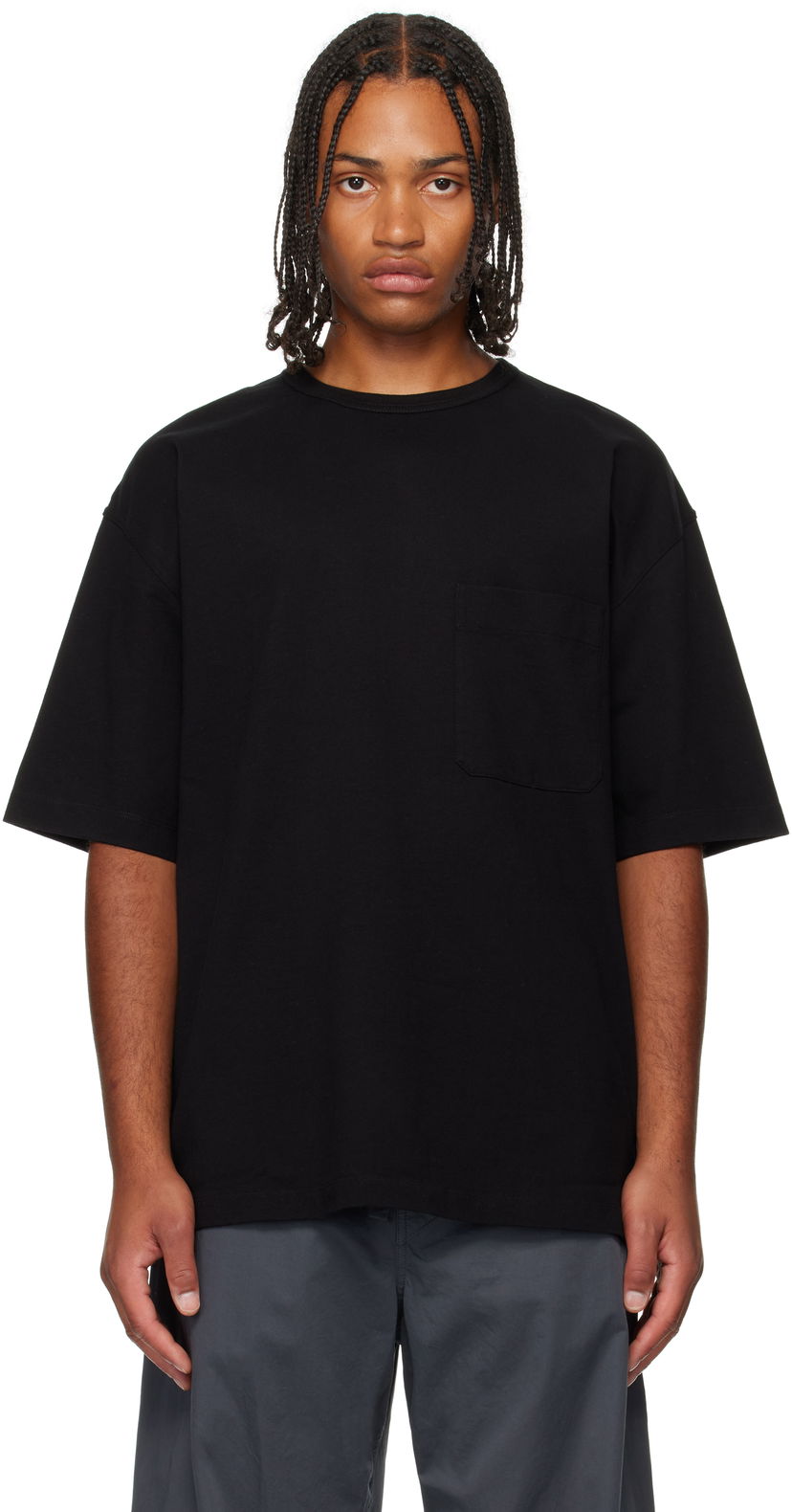 Футболка LEMAIRE Boxy Short Sleeve T-shirt with Chest Pocket чорний | TO1382 LJ1022