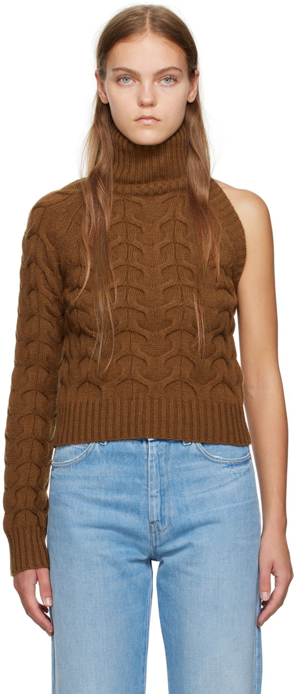 Cветр Max Mara One Shoulder Knit Sweater Коричневий | 2313662536600 MM12127