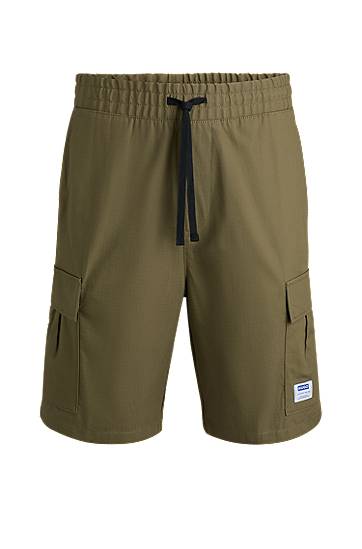 Шорти BOSS Structured Cotton Cargo Shorts with Drawstring Зелений | 50517924
