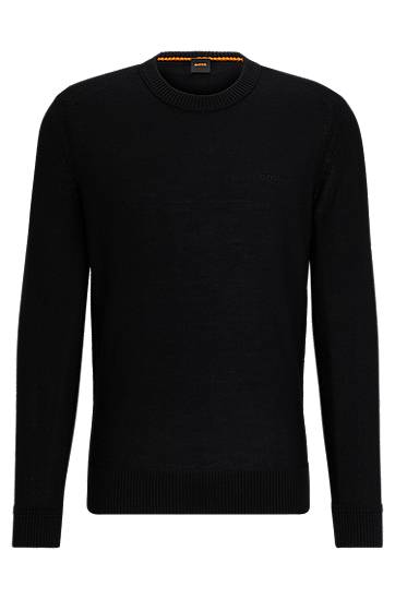Cветр BOSS Regular-Fit Wool-Blend Embroidered Logo Sweater чорний | 50501762