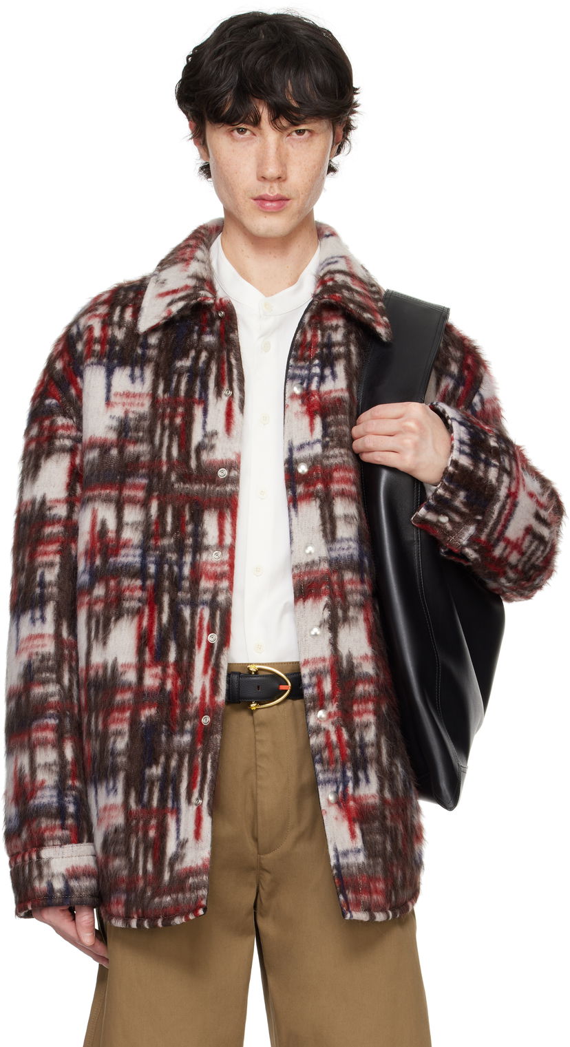 Сорочка Bottega Veneta Alpaca Blend Checked Overshirt білий | 804589-V4NT0-9072