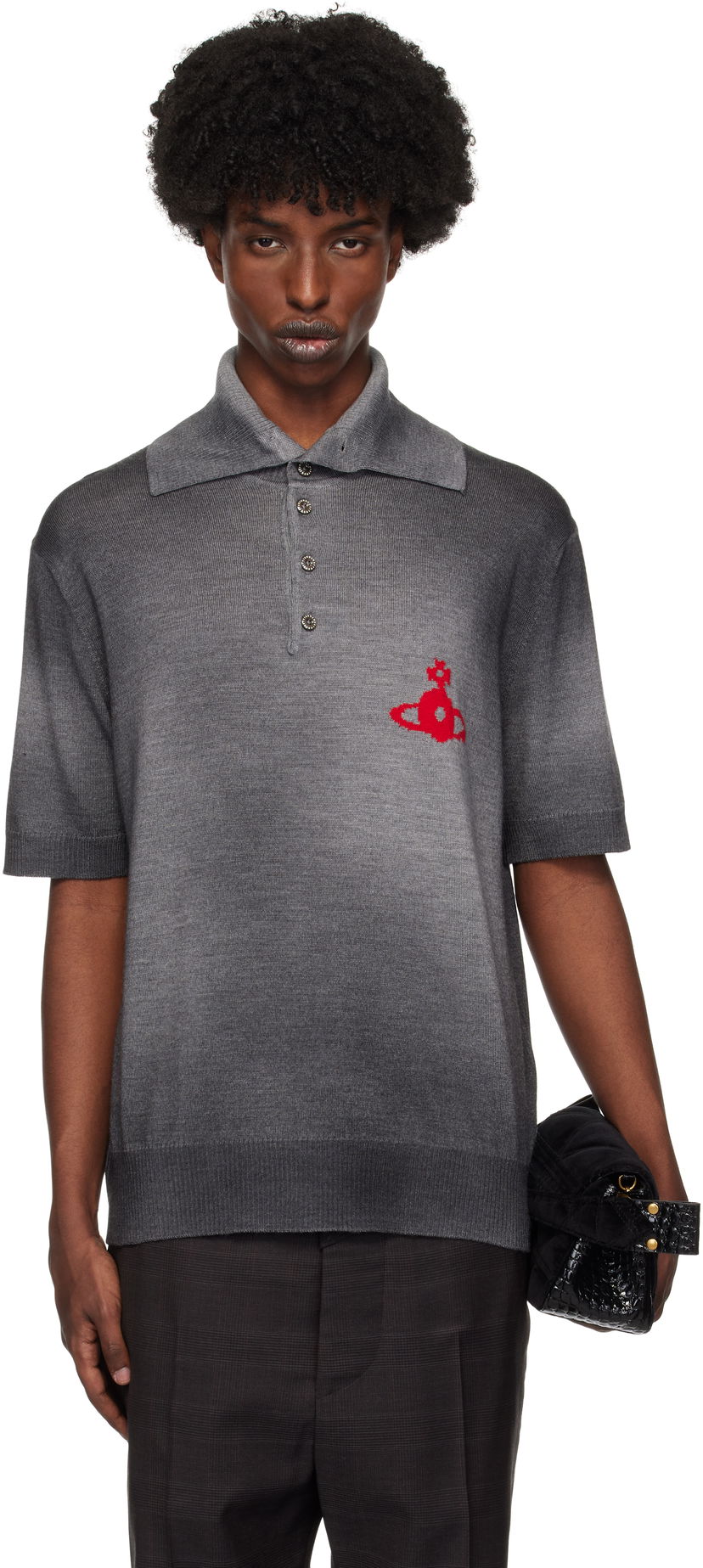Сорочка поло Vivienne Westwood Polo With Logo Print Сірий | 2701001U-Y002V-