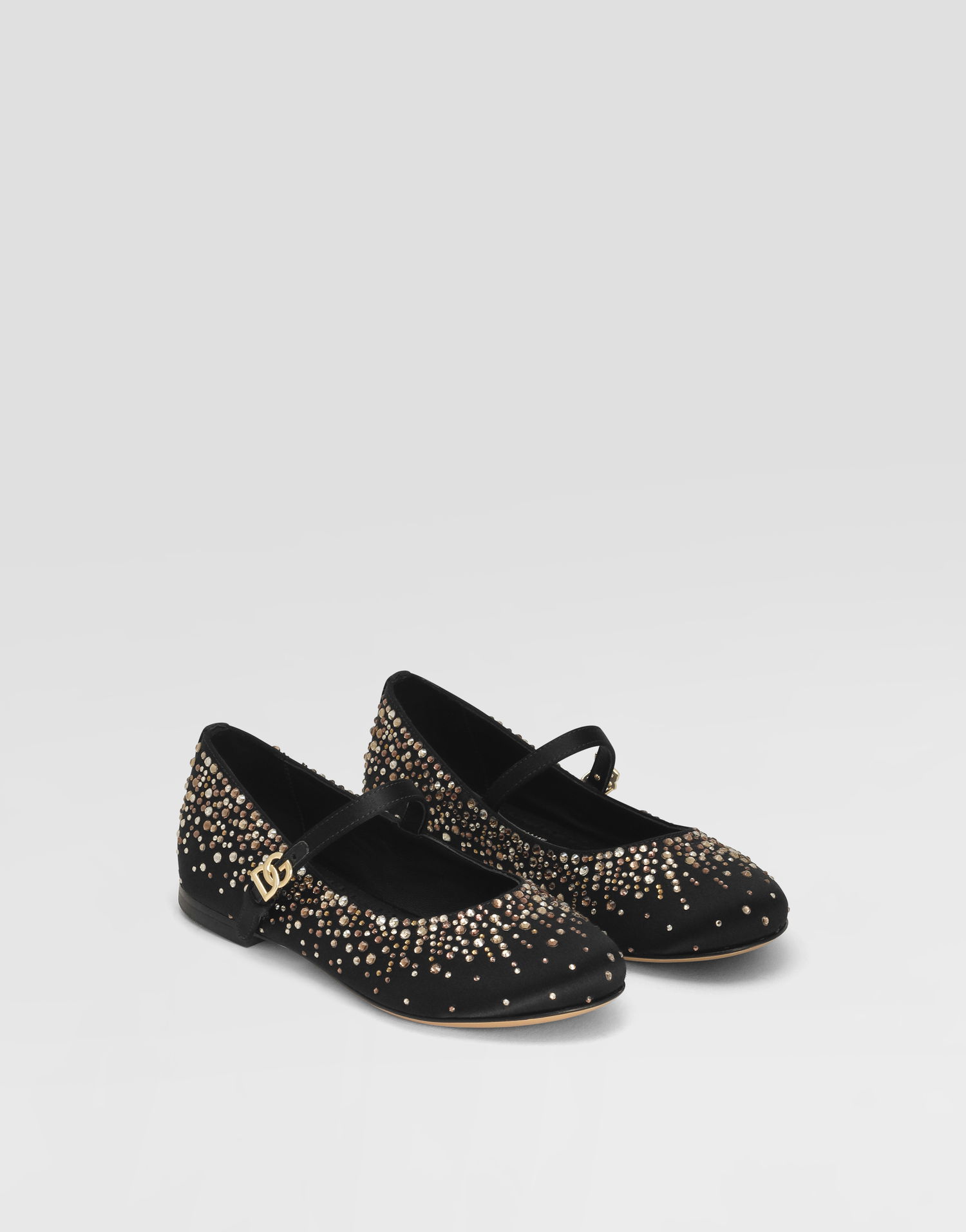 Кросівки та взуття Dolce & Gabbana Dolce & Gabbana Satin Ballet Flats With Rhinestones чорний | D11274A572380999, 1