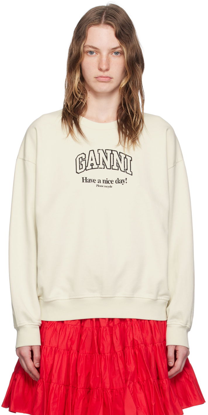 Світшоти GANNI Off-White Isoli Sweatshirt бежевий | T4013