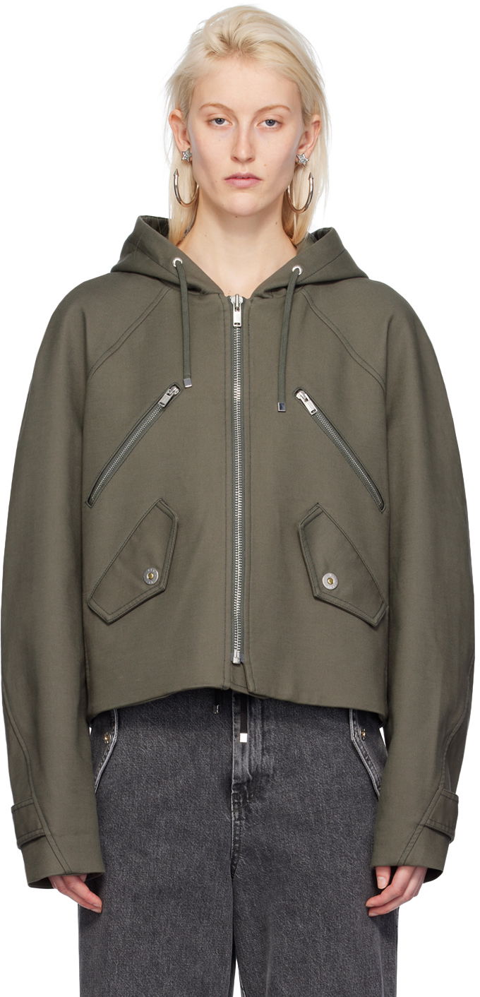 Вітровка Dion Lee Cropped Hooded Zip-Up Jacket Зелений | C4057PS24