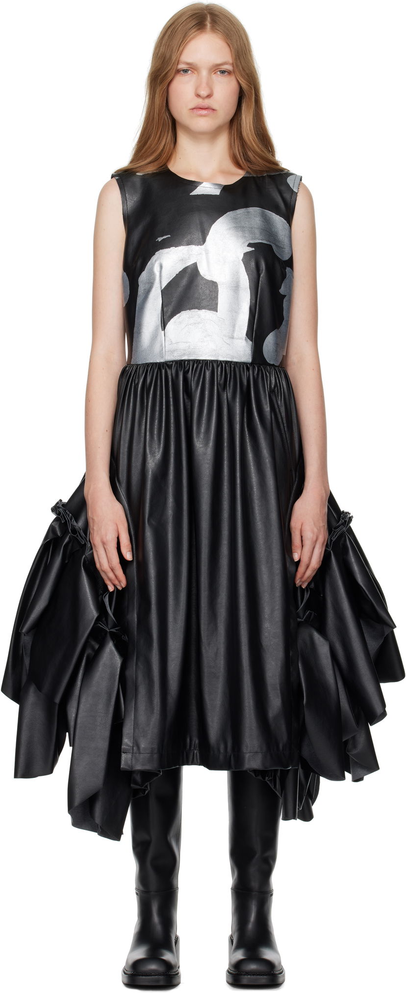 плаття Comme des Garçons Faux Leather Midi Dress чорний | GN-A008-051