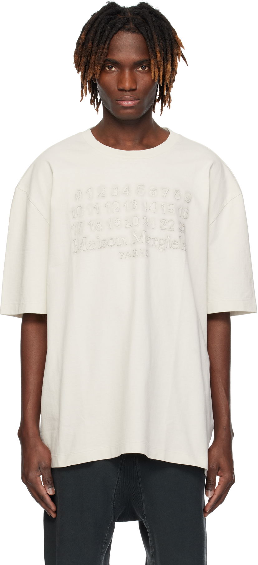 Футболка Maison Margiela Maison Margiela Embroidered Logo T-Shirt білий | S50GC0705 S24567
