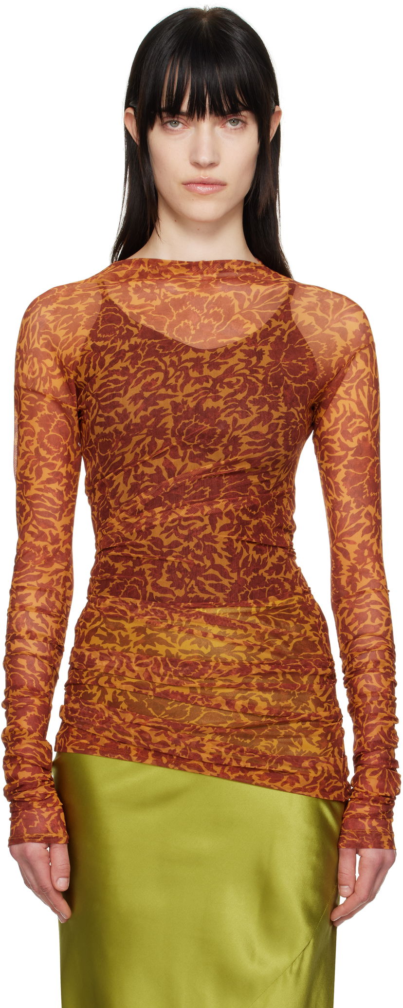 Футболка Dries Van Noten Dries Van Noten Printed Long Sleeve T-shirt Помаранчевий | 251-011161-1619
