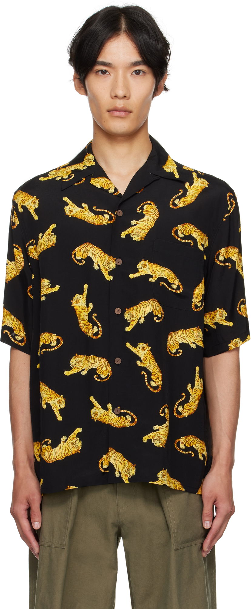 Сорочка WACKO MARIA WACKO MARIA Tim Lehi Tiger Print Shirt чорний | 25SS-WMS-HI08