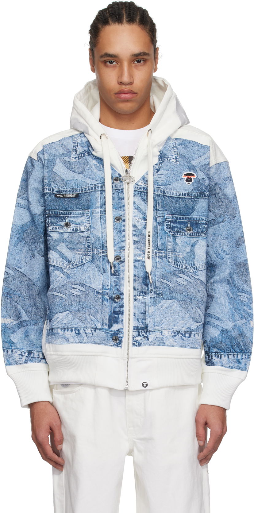 Світшоти AAPE by A Bathing Ape AAPE by A Bathing Ape 'AAPE' Main Lightweight Denim Hoodie Jacket Синій | AAPLJM7710XXNIVX
