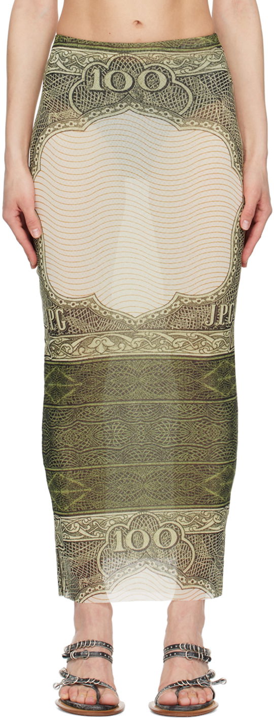 Спідниця Jean Paul Gaultier Jean Paul Gaultier 'The Cartouche' Print Maxi Skirt Зелений | 24/25-F-JU142-T515-400300156