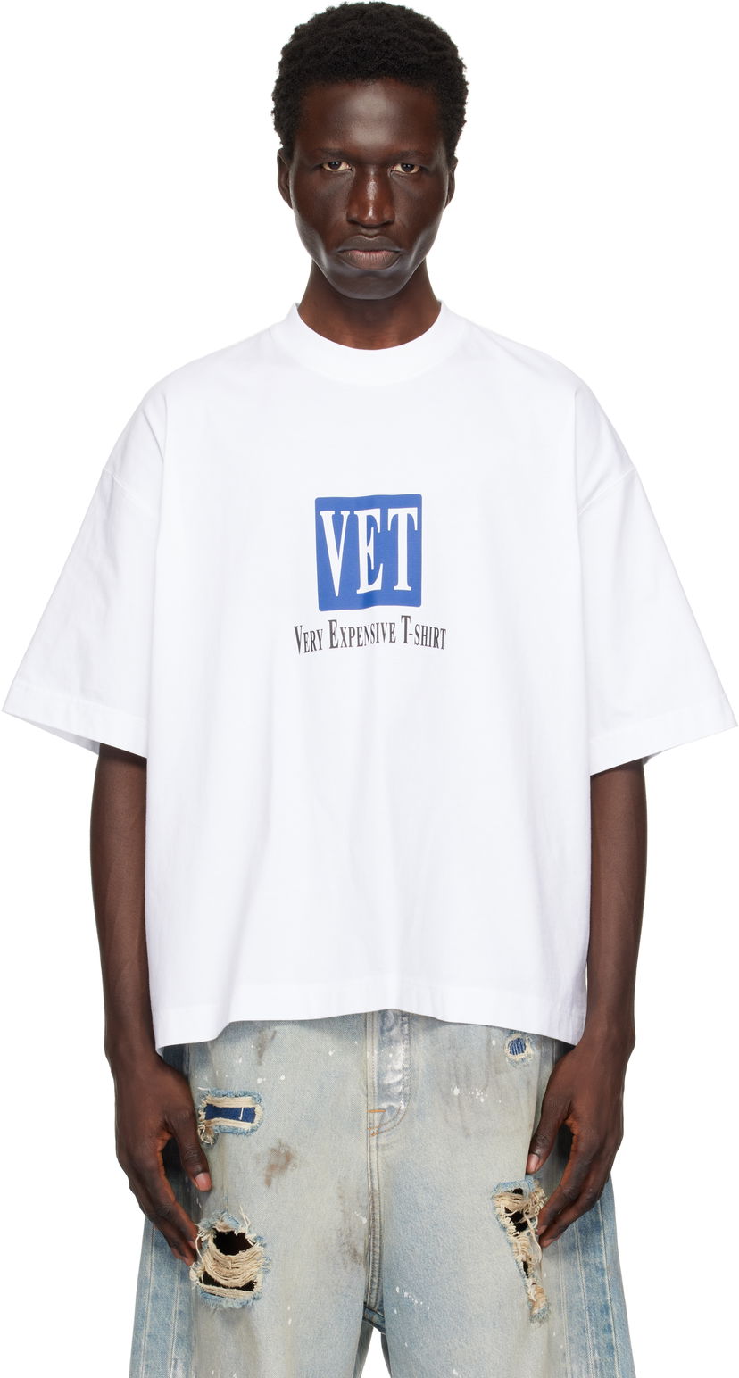 Футболка VETEMENTS 'VET' Cropped Boxy T-Shirt білий | UA66TR685W