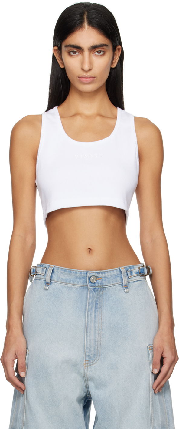 Безрукавка VETEMENTS Embroidered Cropped Tank Top білий | VL20TR320W