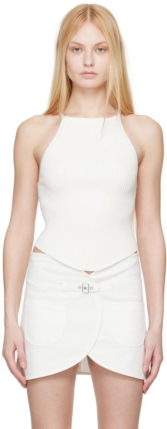 Безрукавка Courrèges Halter Neck Ribbed Knit Tank Top білий | 124MDE074FI0001