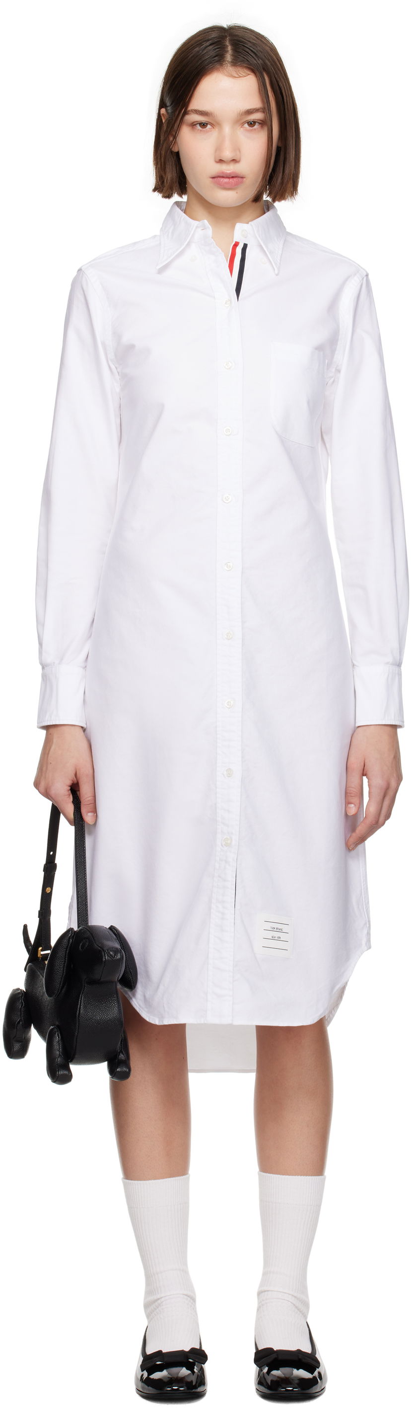 плаття Thom Browne Oxford Shirt Midi Dress білий | FDS001E-F0313