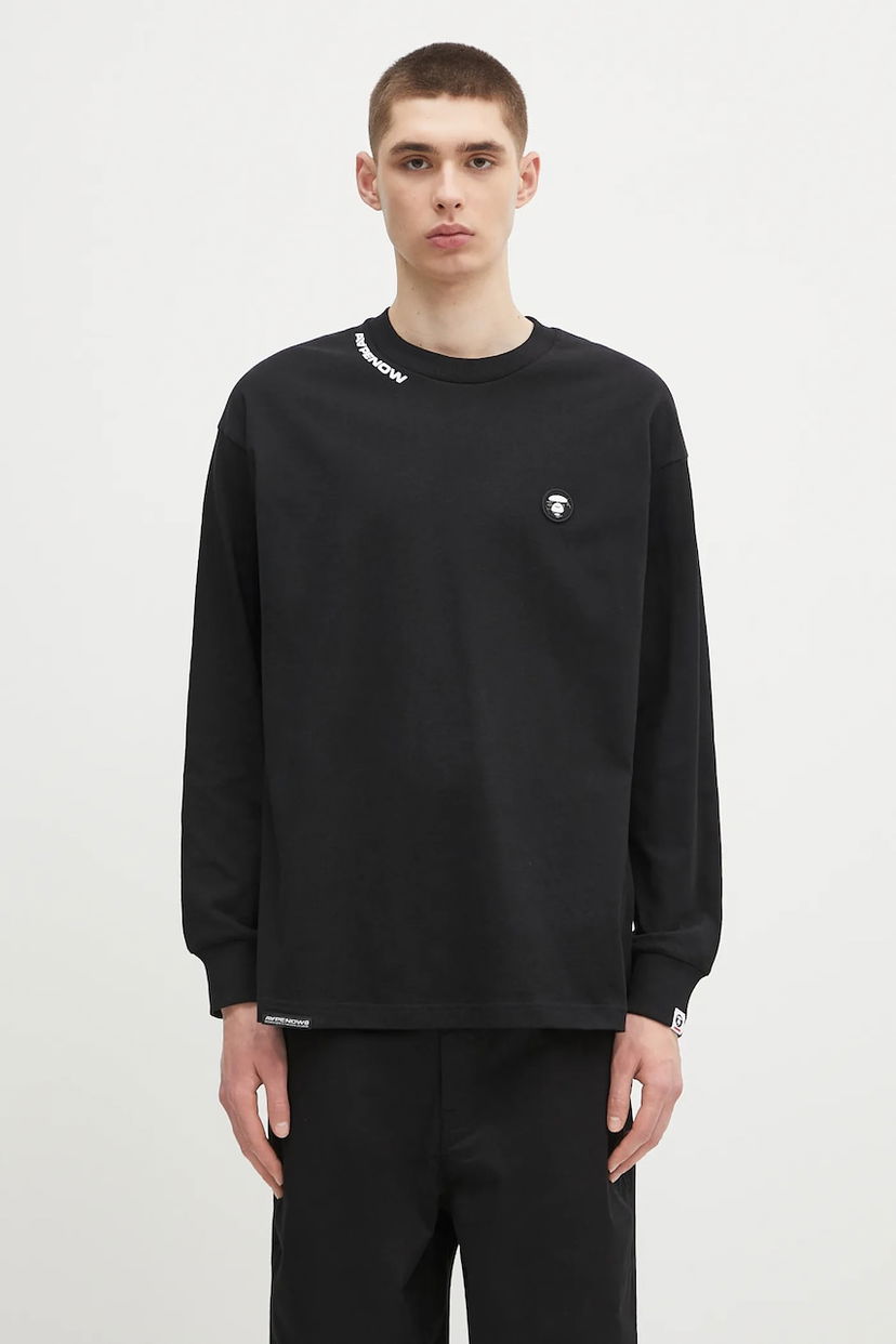 Футболка AAPE by A Bathing Ape AAPE Now Long Sleeve T-Shirt чорний | AAPLTM1607XXN