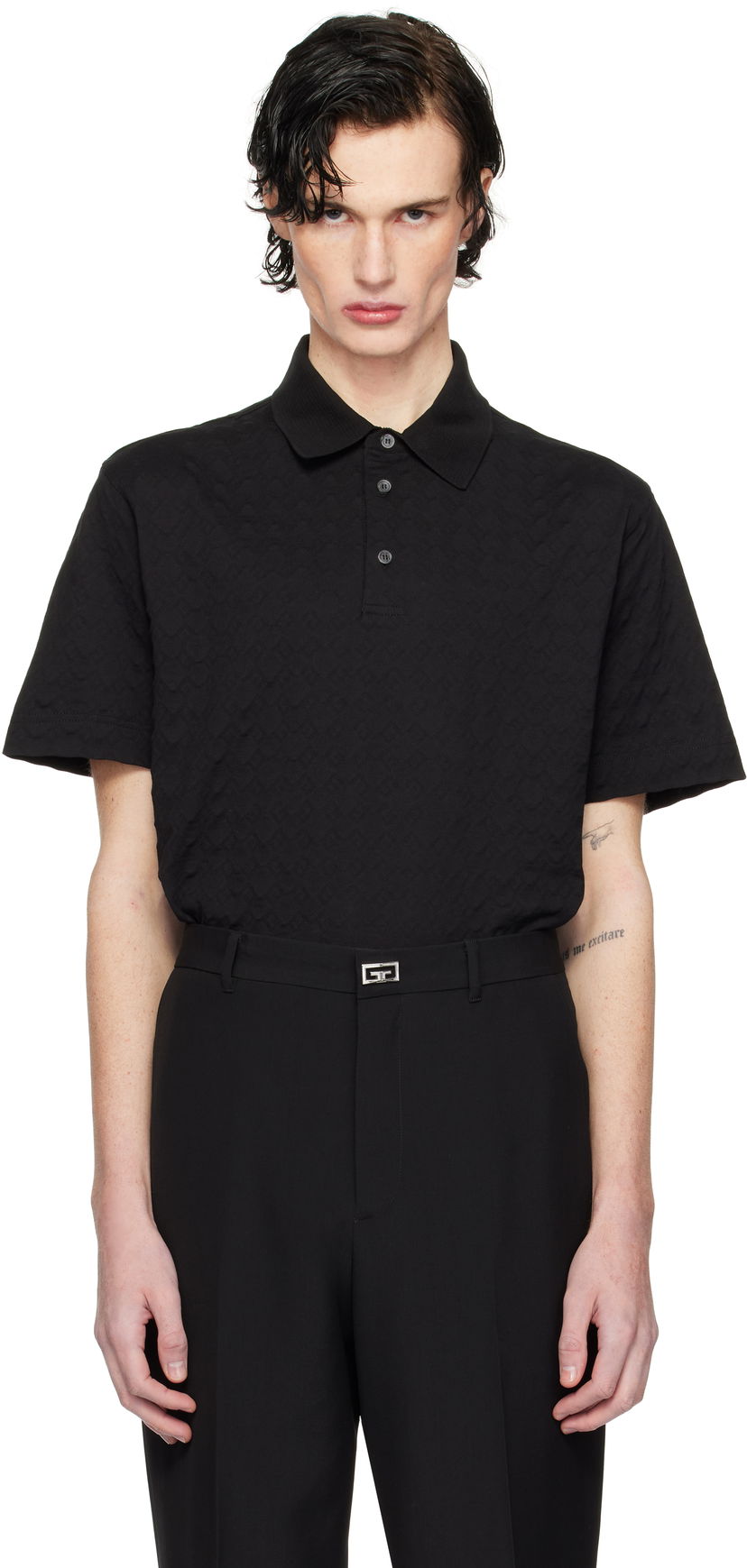 Сорочка поло Givenchy Classic Fit Embroidered Polo чорний | BM71KR3YPA001