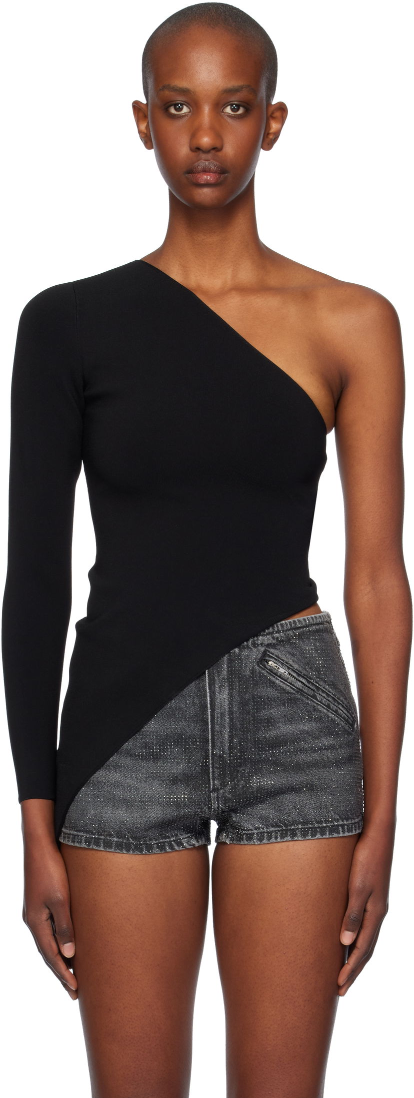 Безрукавка Alexander Wang Alexander Wang Asymmetric Long Sleeve Top чорний | 1KC4241037