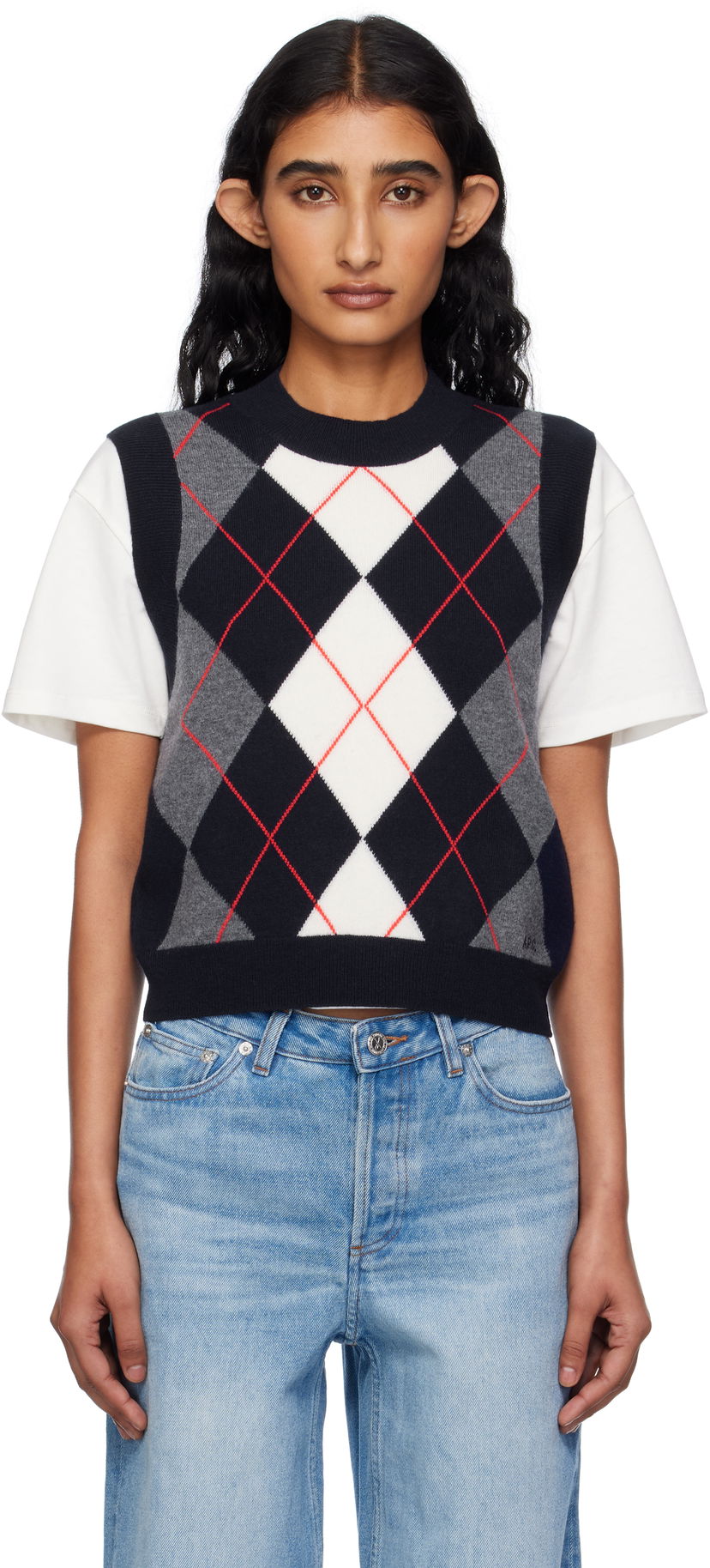 Жилет A.P.C. A.P.C. Pia Argyle Sleeveless Sweater Vest темно-синій | WVBDR-F22332