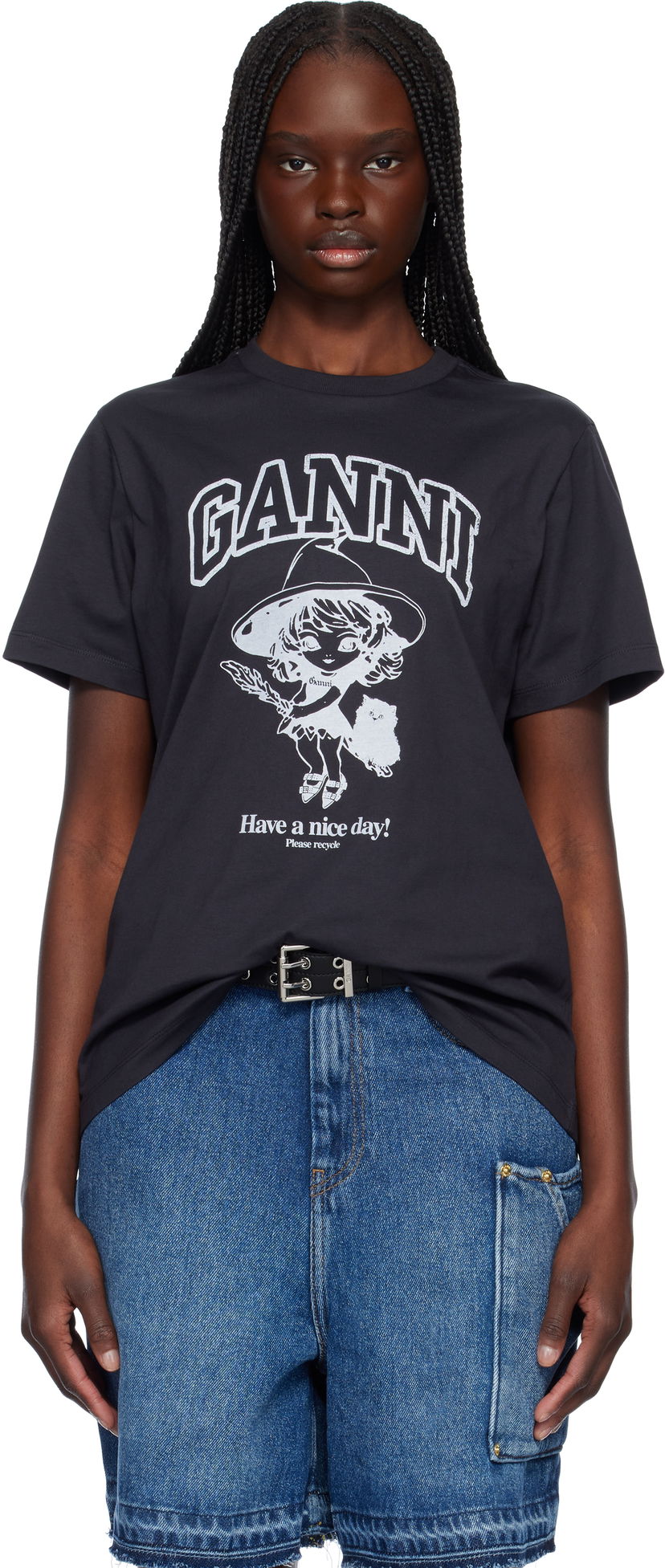 Футболка GANNI GANNI Witch Relaxed T-Shirt чорний | T4138