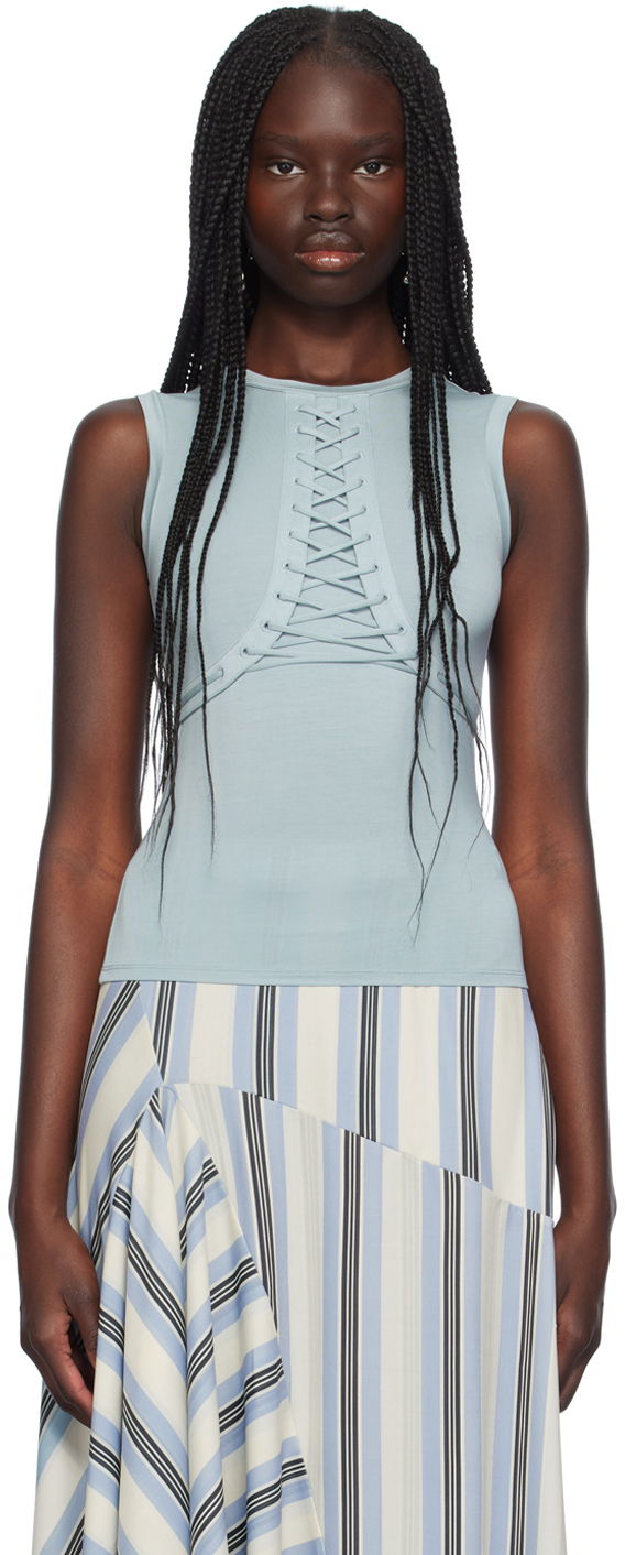 Безрукавка Miaou Miaou Zora Lace-Up Tank Top Синій | 7127TJBAIR