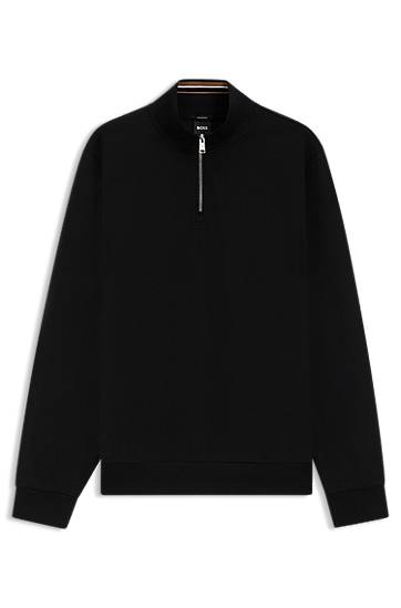 Світшоти BOSS Cotton Blend Zip Neck Sweatshirt чорний | 50543887