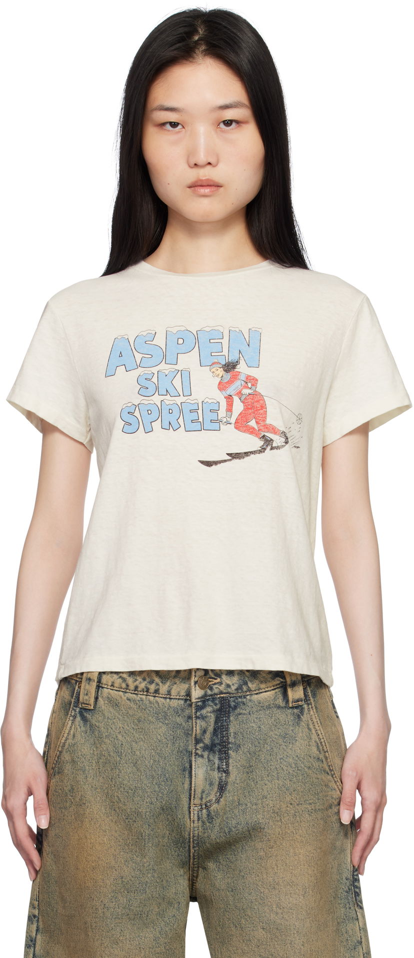 Кроп-топи RE/DONE Classic Ski Spree Graphic T-Shirt білий | 024-02WCGT317