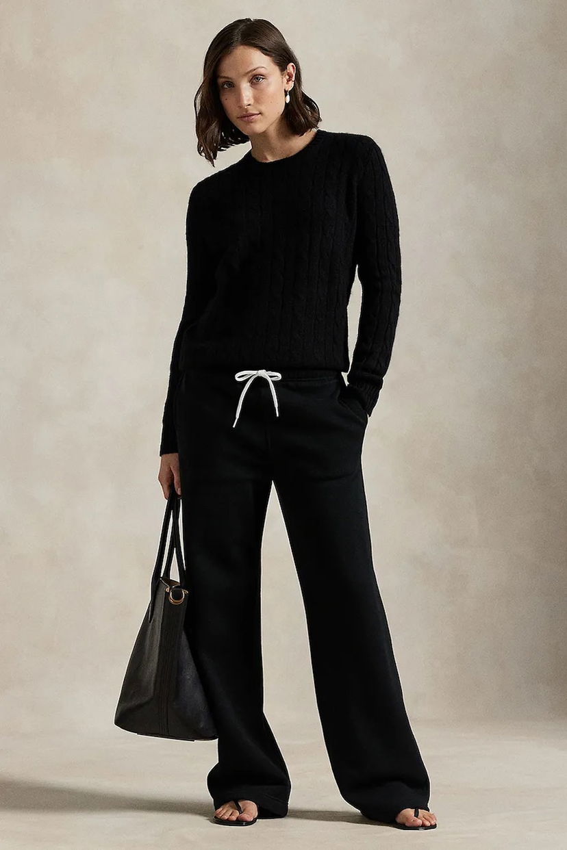Спортивні штани Polo by Ralph Lauren Polo Ralph Lauren Cable-Knit Sweater and Wide-Leg Sweatpants чорний | 211977959
