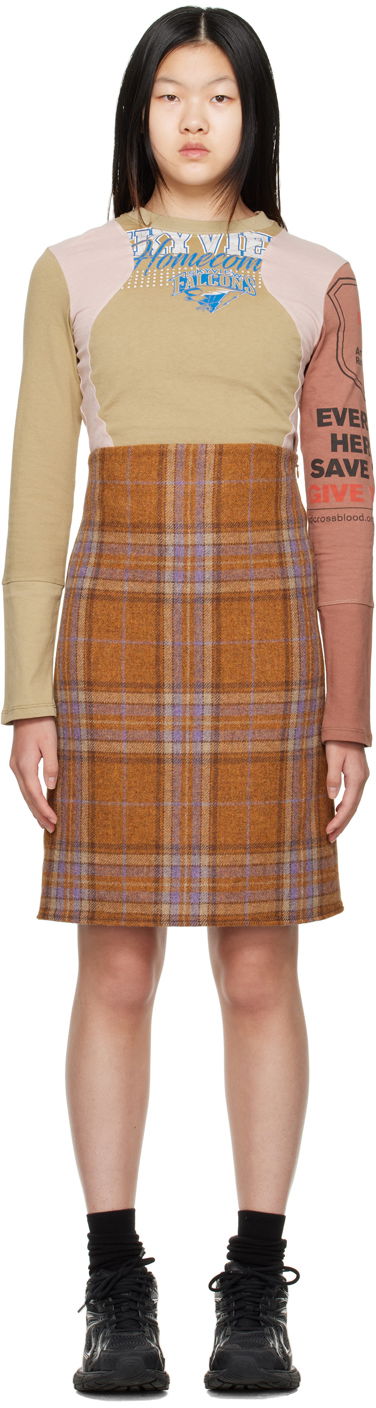 Спідниця We11done Plaid Mini Dress Коричневий | WD-OP3-22-219-W-OR