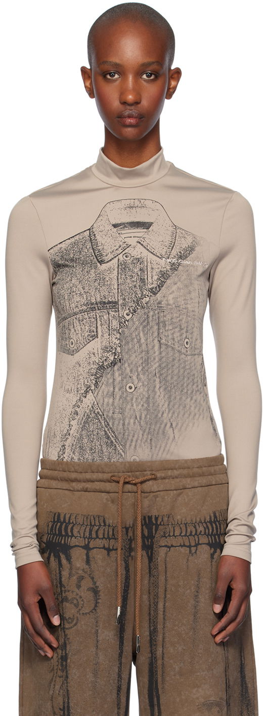 Футболка Feng Chen Wang Feng Chen Wang Deconstruction Print Jersey T-Shirt бежевий | FUF18LS04