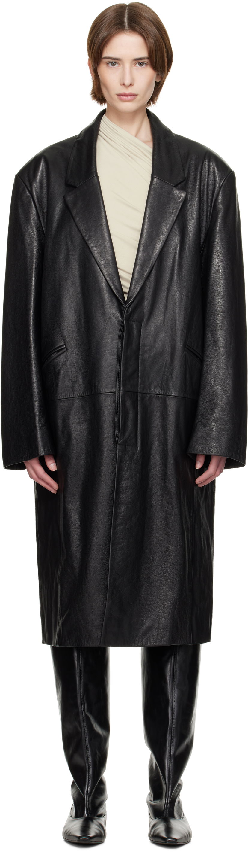 Пальто Entire Studios Entire Studios Single Breasted Leather Coat чорний | ES2620BL