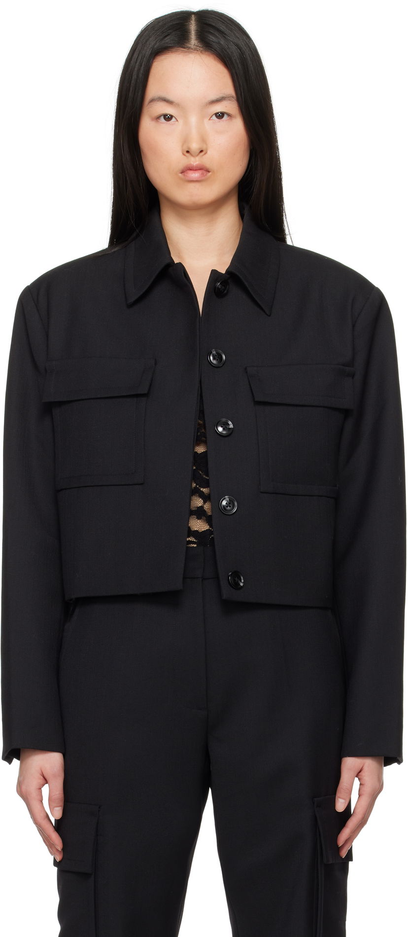 Куртка Anine Bing ANINE BING Dayton Cropped Flap Pocket Jacket чорний | A-01-10630-BLK26