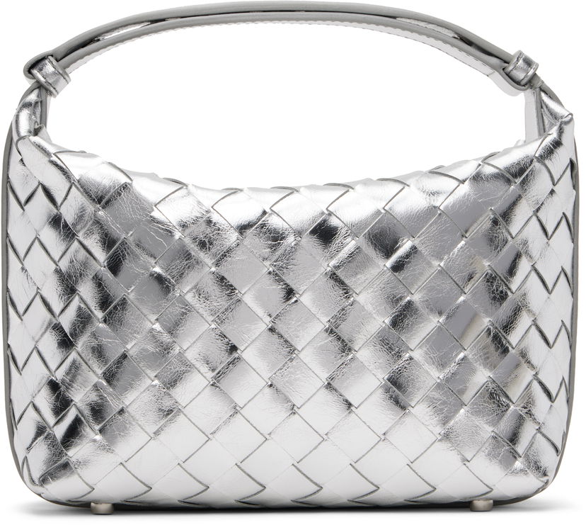 Сумочка Bottega Veneta Wallace Metallic Leather Shoulder Bag Металік | 754443 V4P11