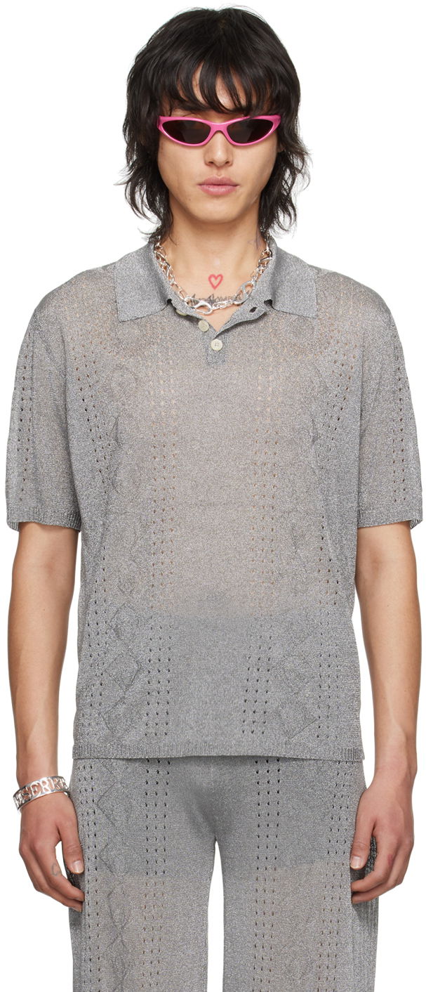 Сорочка поло Marine Serre Metallic Polo Tee Сірий | MTK003 CKNI0515