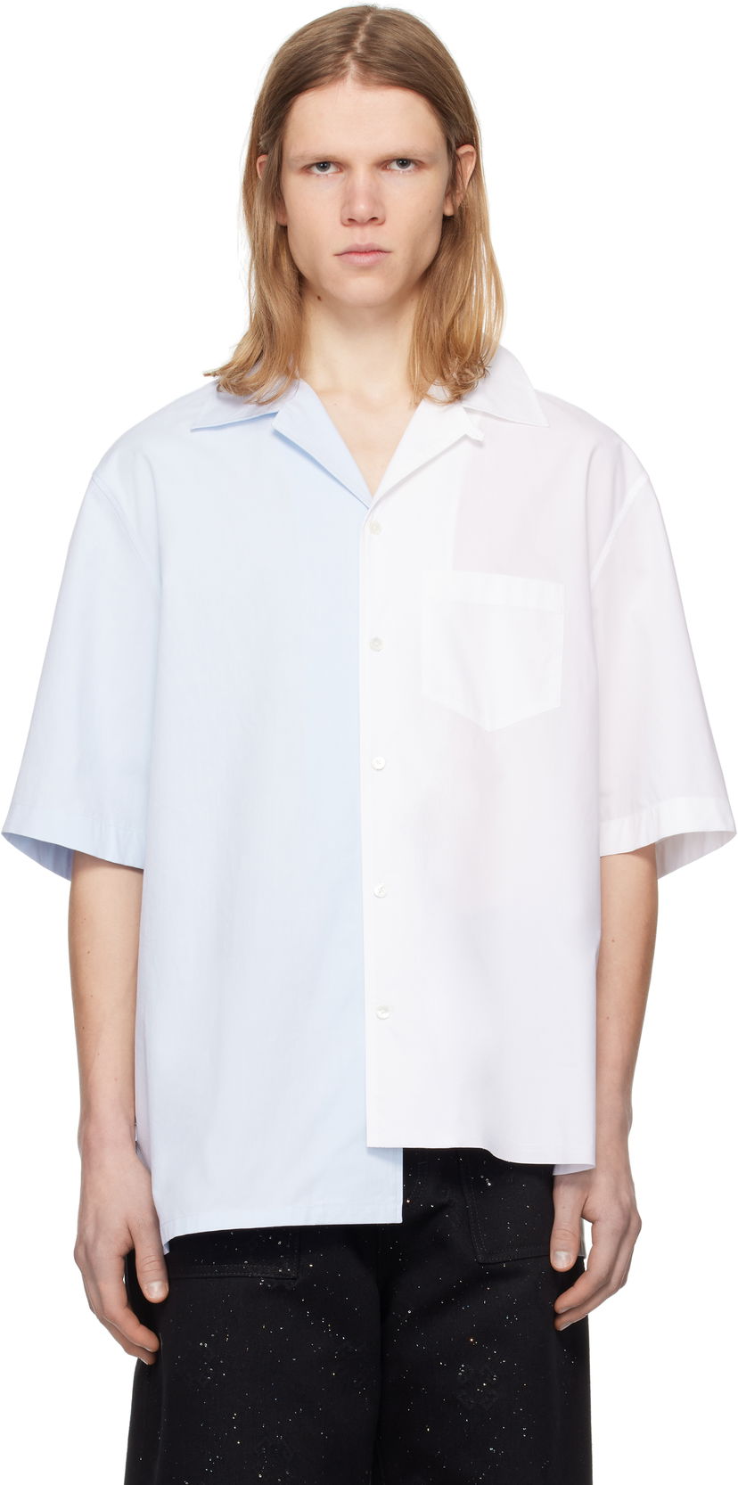 Сорочка LANVIN Lanvin Bicolor Asymmetric Shirt Синій | RM-SI0014-6043-P25
