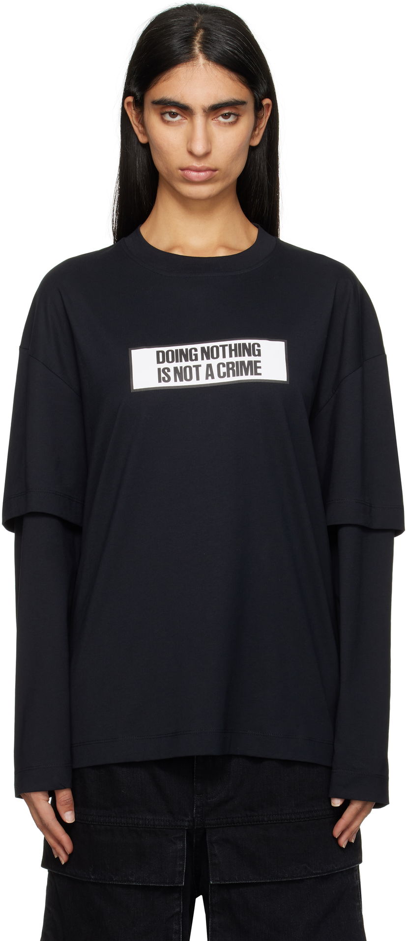Футболка Études Études 'Doing Nothing Is Not A Crime' Double Sleeve T-Shirt чорний | H24MMTSH185-99