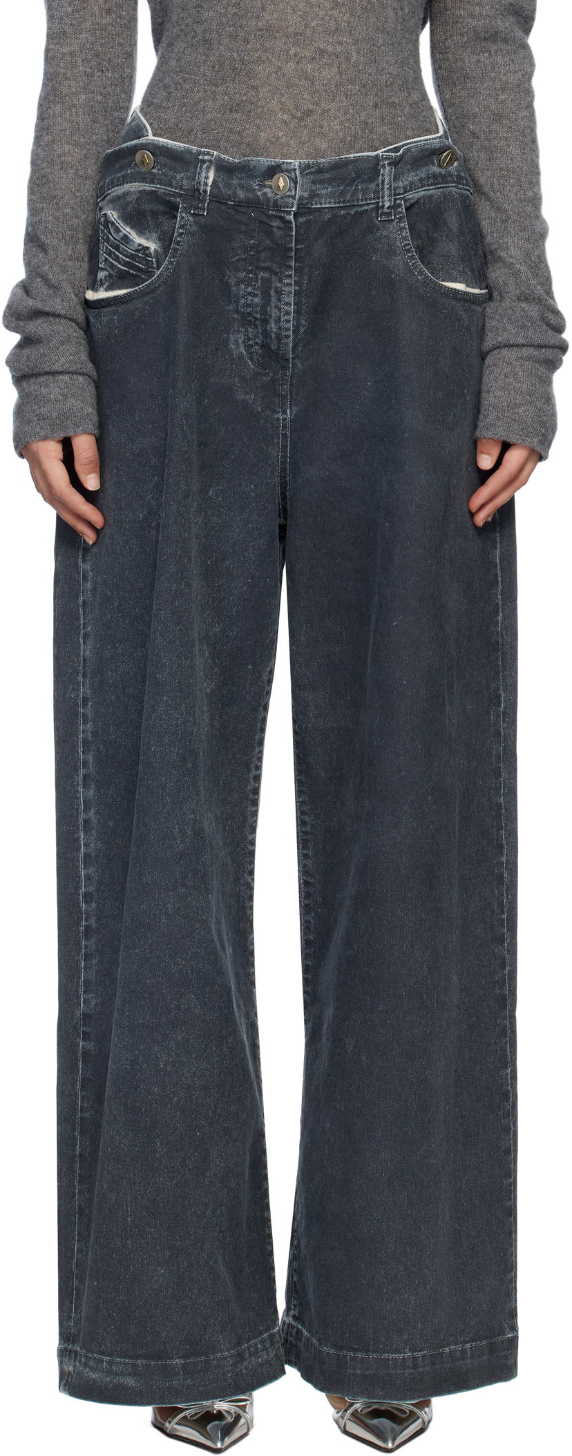 Джинси The Attico The Attico Long Wide-Leg Jeans Синій | 250WCP00190 DDD100AA