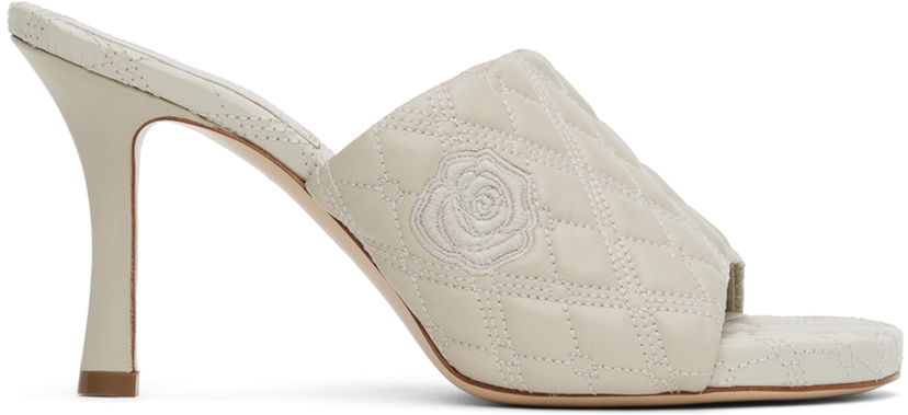 Догляд за взуттям Burberry Burberry Quilted Rose Leather Heeled Sandals білий | 8092222