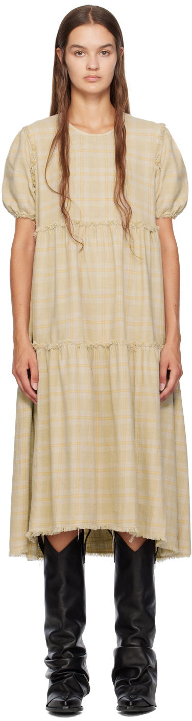 плаття R13 R13 Shredded Relaxed Midi Dress Жовтий | R13WR045-R260D