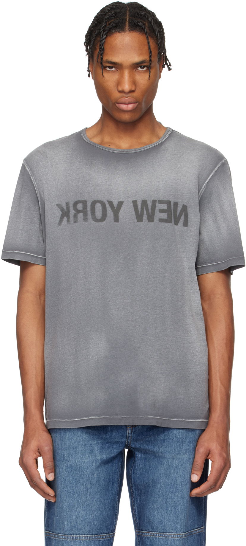 Футболка Helmut Lang Helmut Lang Garment-Dyed 'New York' Tee Сірий | O10HM508