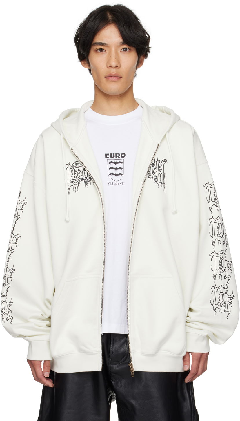 Світшоти VETEMENTS Vetements Cradle of Filth Logo Oversized Zip-Up Hoodie білий | UCF76ZU100I